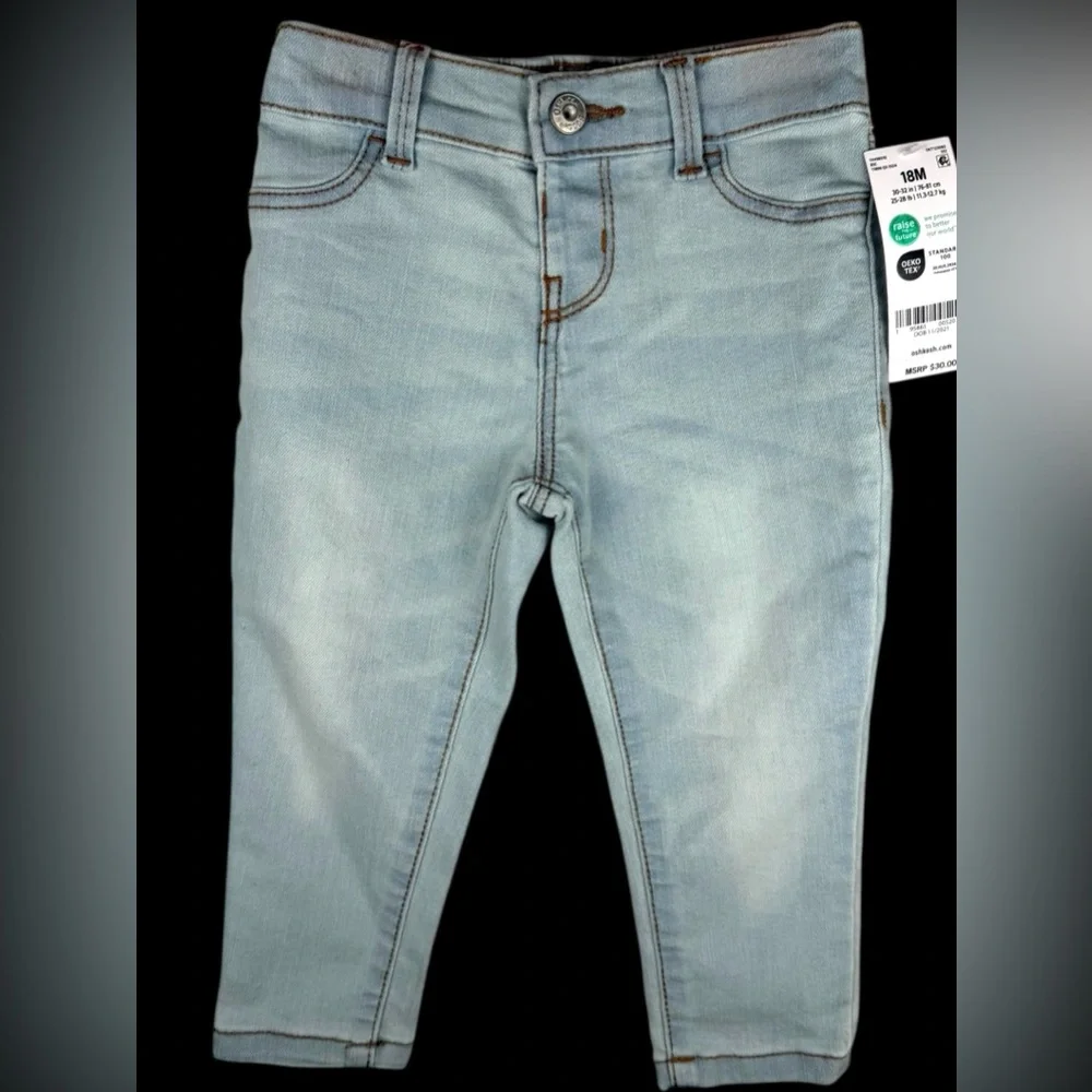 OshKosh B’gosh by Carter’s Baby Girl Jeans 18M Light Wash – Brand New with Tags - Picture 4 of 16